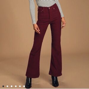 LEVI’S Ribcage Flare Corduroy Jeans Pants Dark Red Maroon Fall Winter Size 30